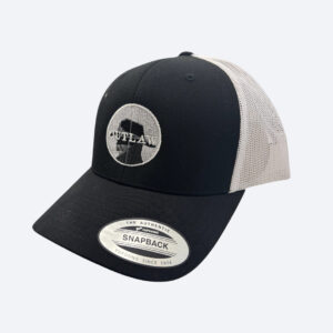 Outlaw Black & White Flat Peak Snapback Cap